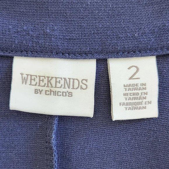 Chico's Weekends Blue Shimmer Animal Print Vest - Picture 3 of 6